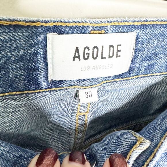 Agolde Womens Riley Jeans High Rise Straight Crop Leg Denim Frequency Size 30 - Picture 9 of 9